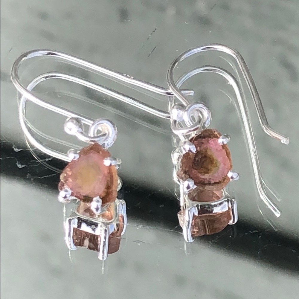 BOUTIQUE WATERMELON TOURMALINE 925 SILVER EARRINGS